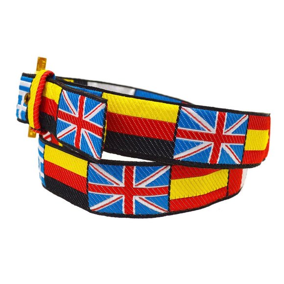CHANEL CC Logos National Flag Buckle Belt Canvas 70/28 95C Multi Color 30901- - Picture 2 of 7